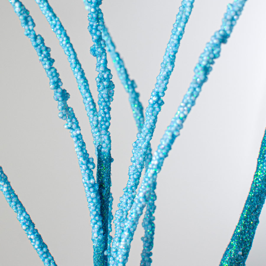 30" Glitter Twig Spray: Blue Lifestyle Photo