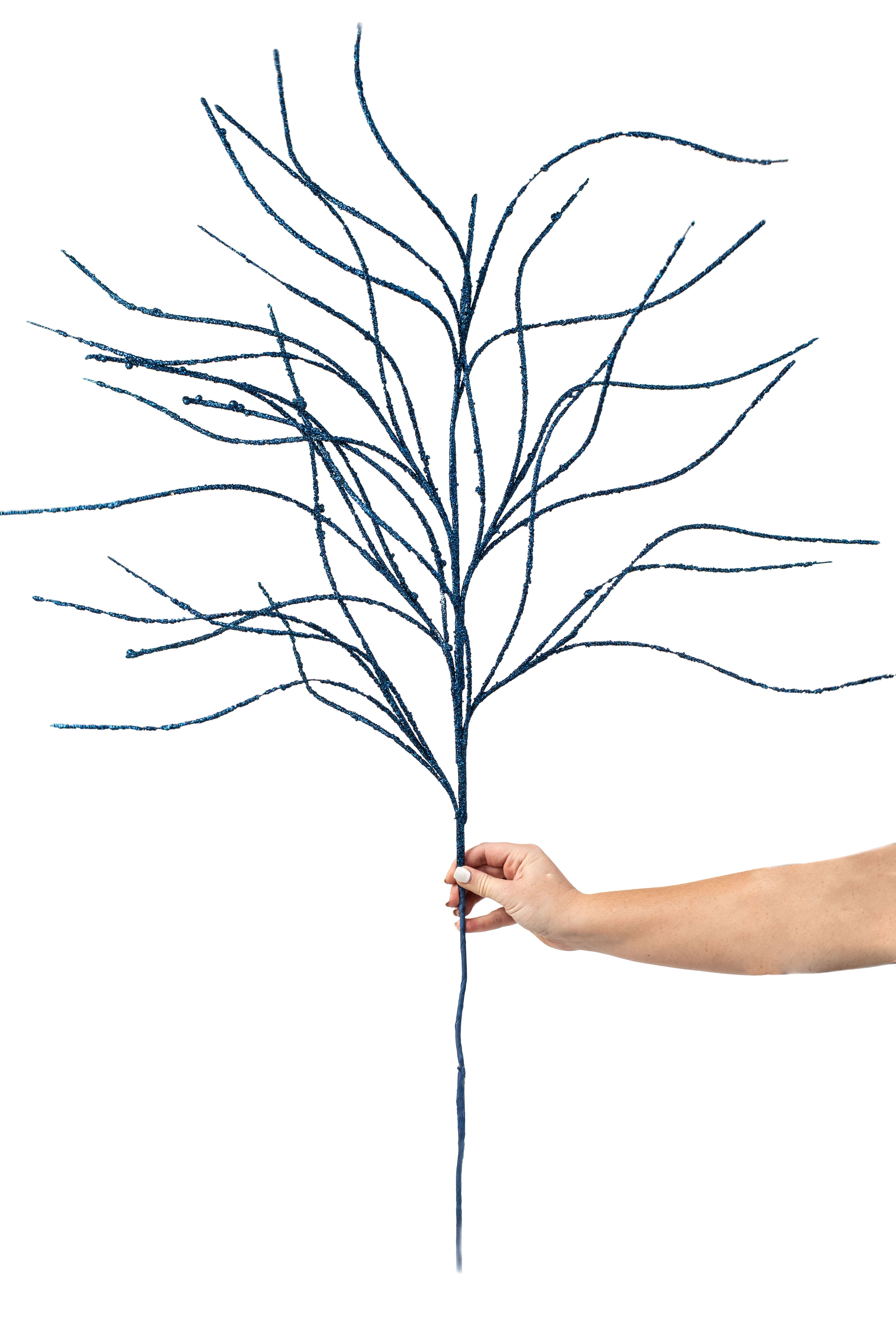 43" Glitter Twig Spray: Blue detail photo 3