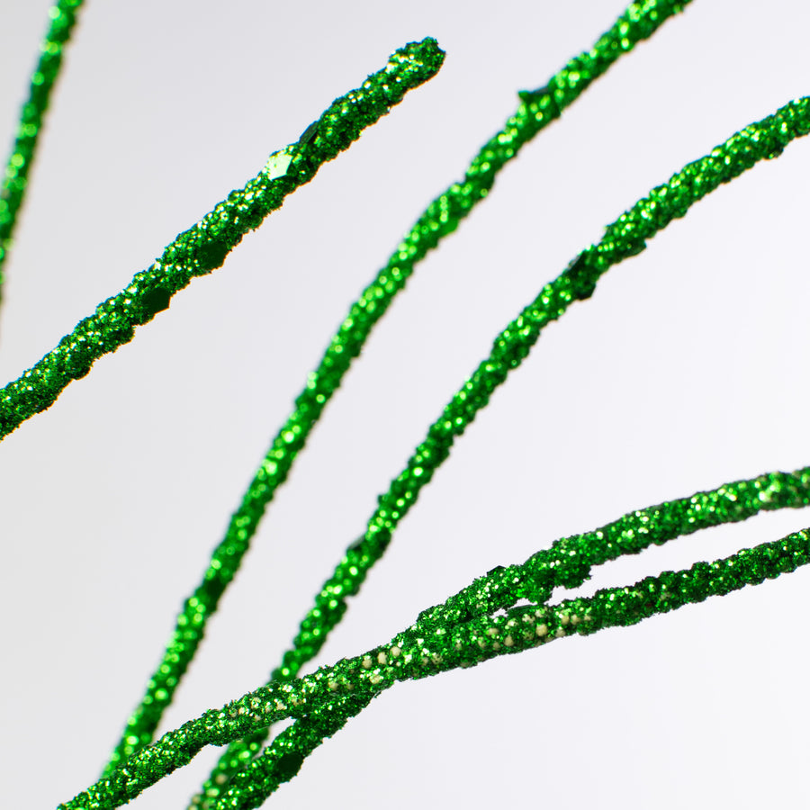 30" Glitter Twig Spray: Green Lifestyle Photo