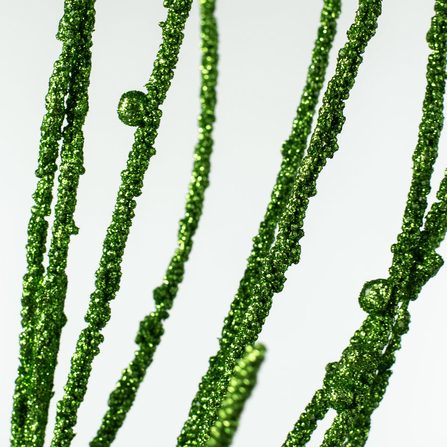 43" Glitter Twig Spray: Green detail photo 3