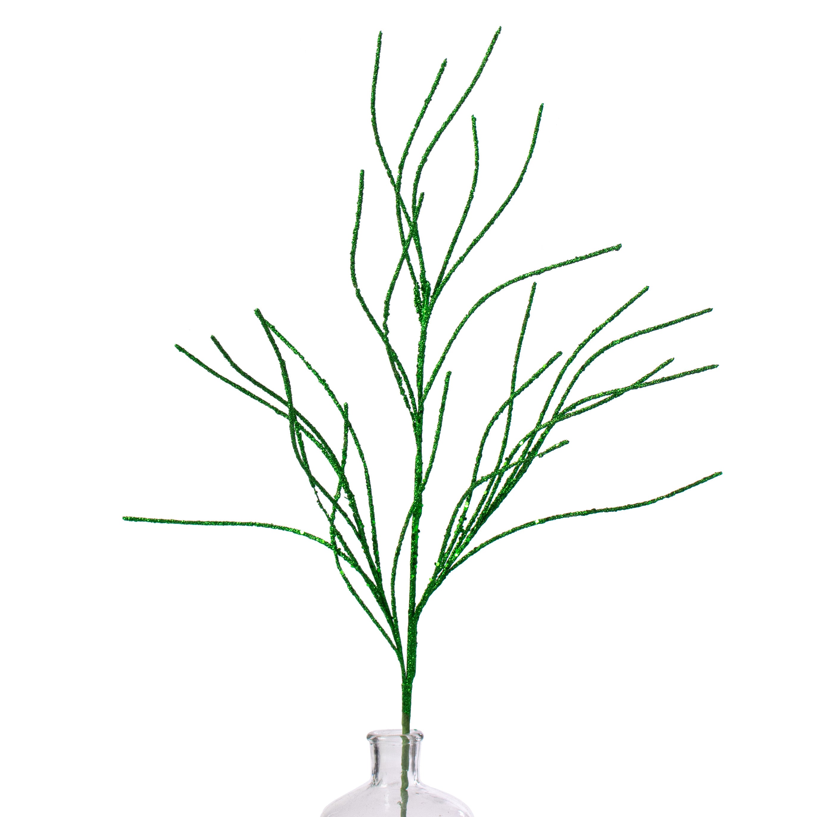 30" Glitter Twig Spray: Green Item Number: 85717GN