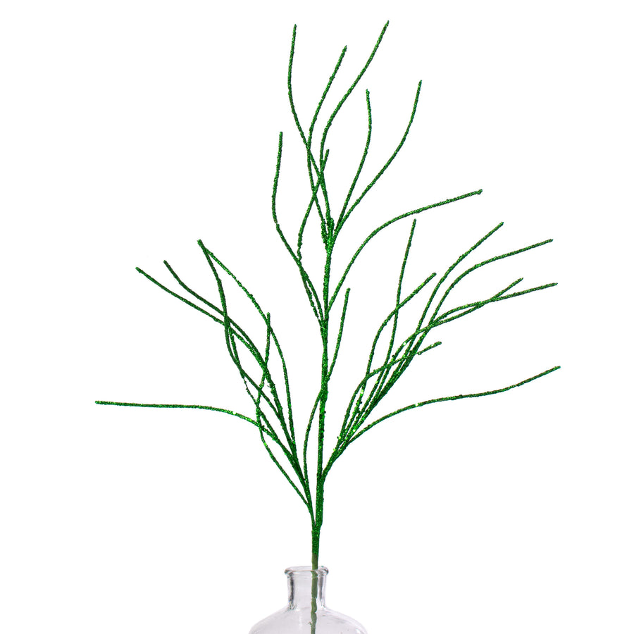30" Glitter Twig Spray: Green Item Number: 85717GN