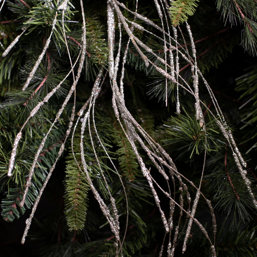 43" Glitter Twig Spray: Platinum detail photo 4
