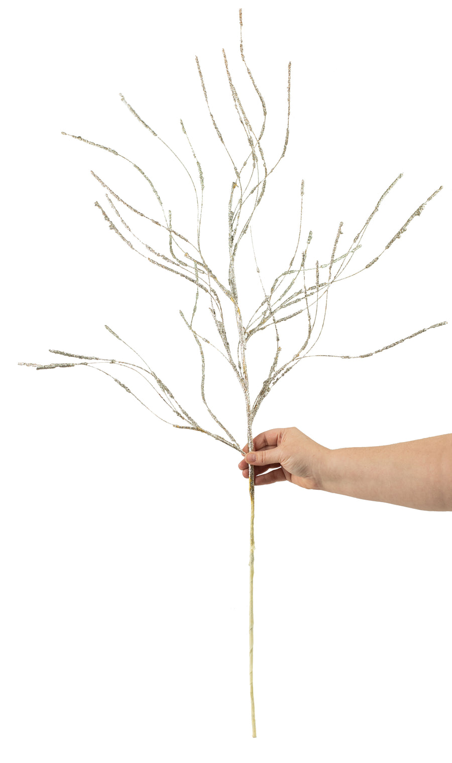 43" Glitter Twig Spray: Platinum detail photo 5