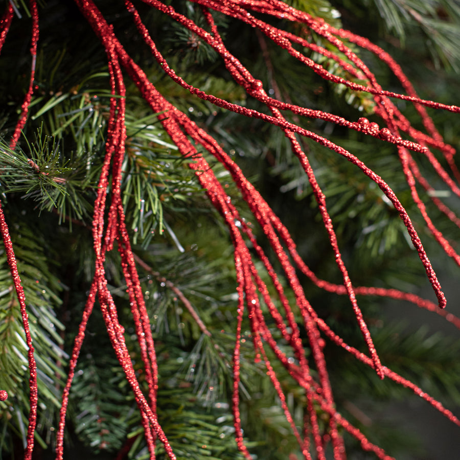 43" Glitter Twig Spray: Red Lifestyle Photo