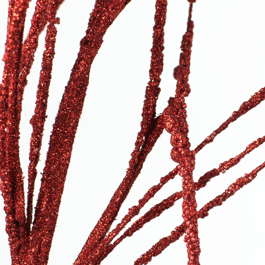 43" Glitter Twig Spray: Red detail photo 3