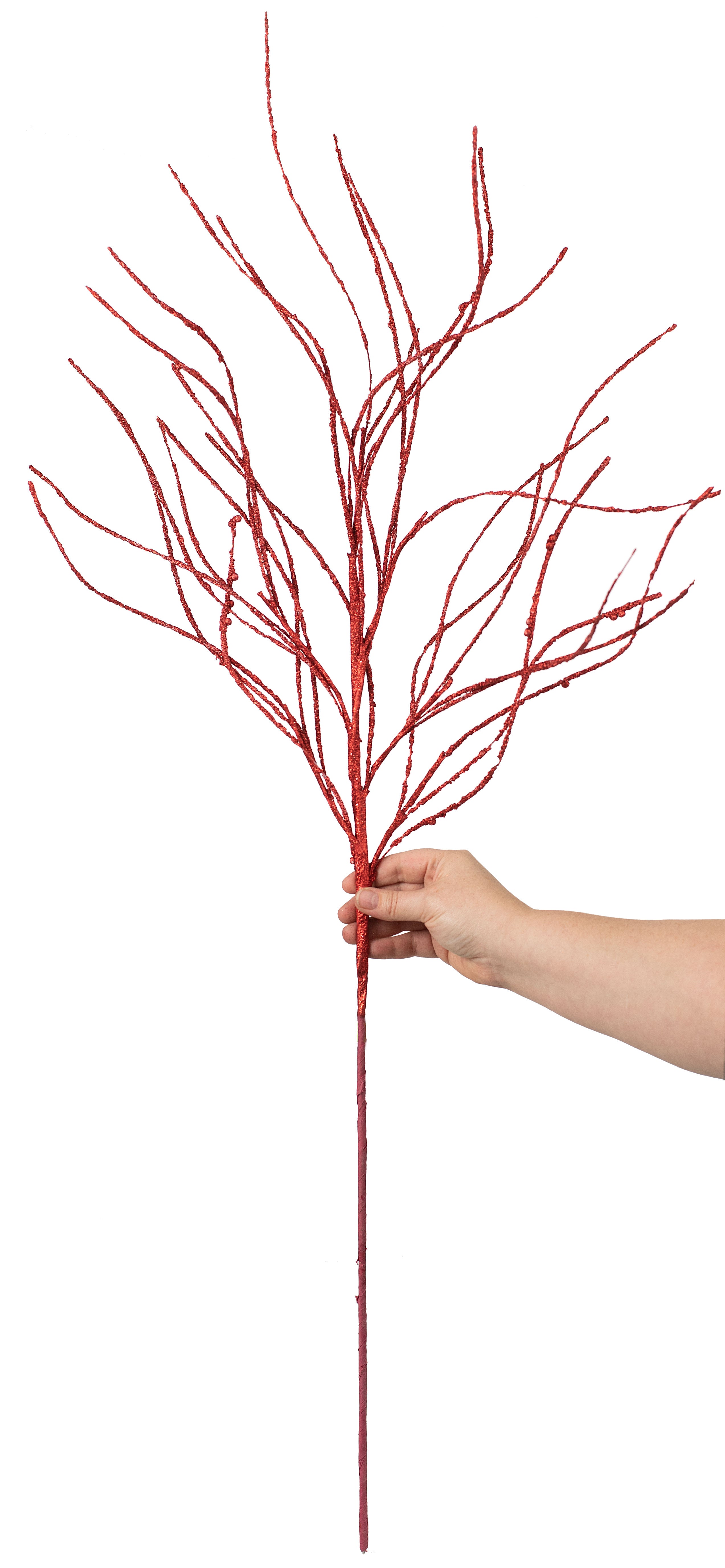 43" Glitter Twig Spray: Red detail photo 4