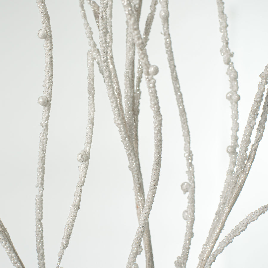 43" Glitter Twig Spray: White detail photo 3