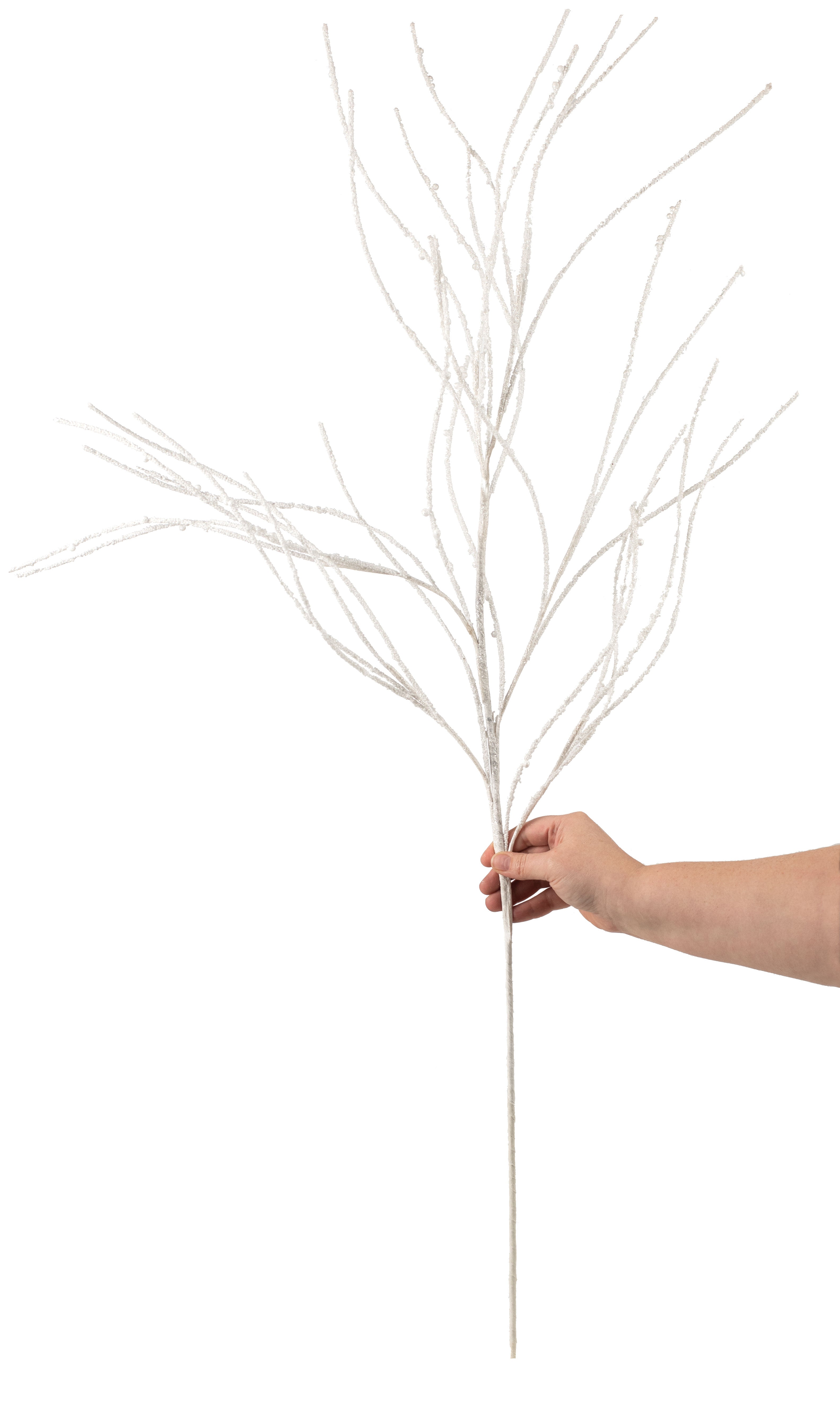 43" Glitter Twig Spray: White detail photo 4