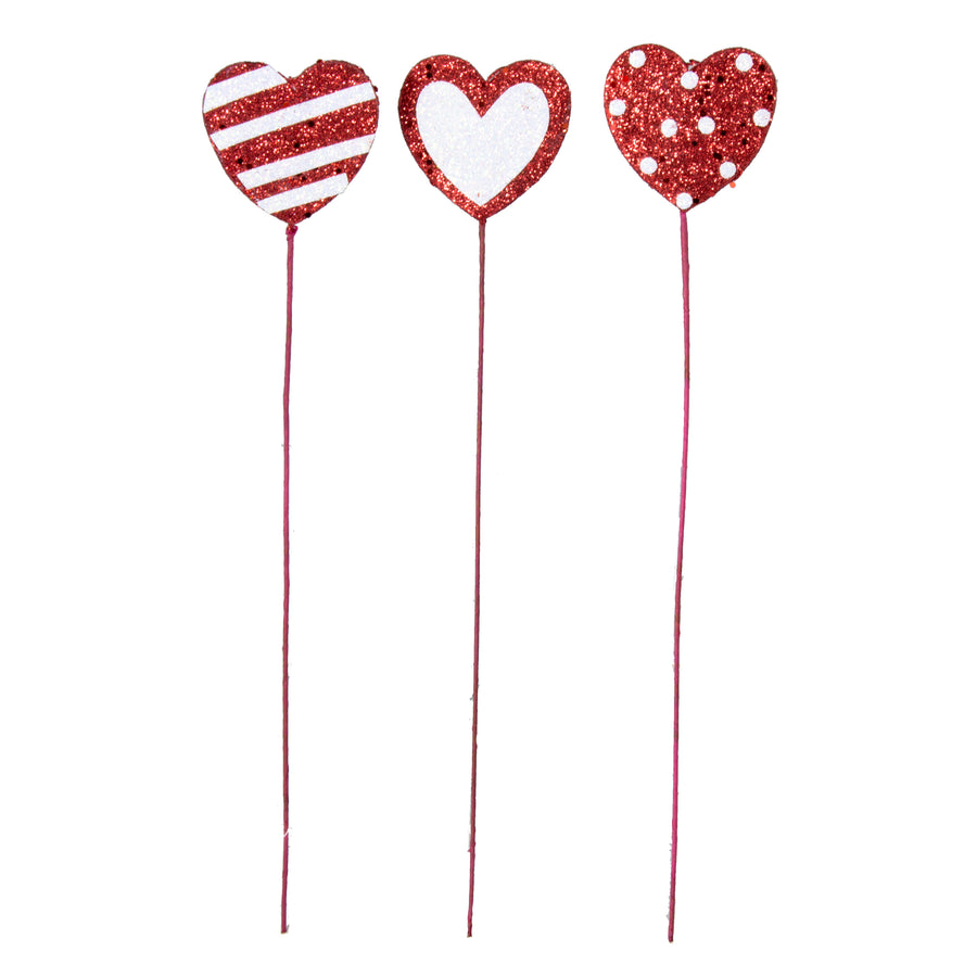 15" Glitter Valentine Heart Picks: 3 Assorted detail photo 5