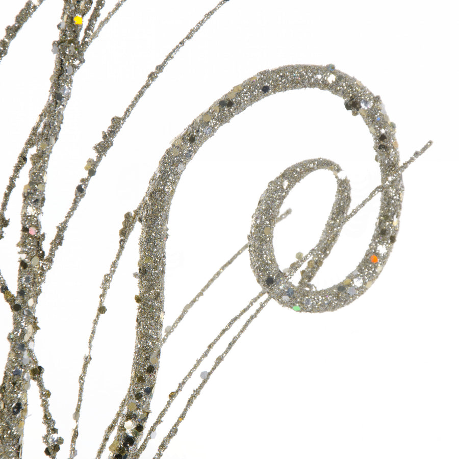 28" Glitter Whirly Spiral Spray: Metallic Platinum Silver Lifestyle Photo