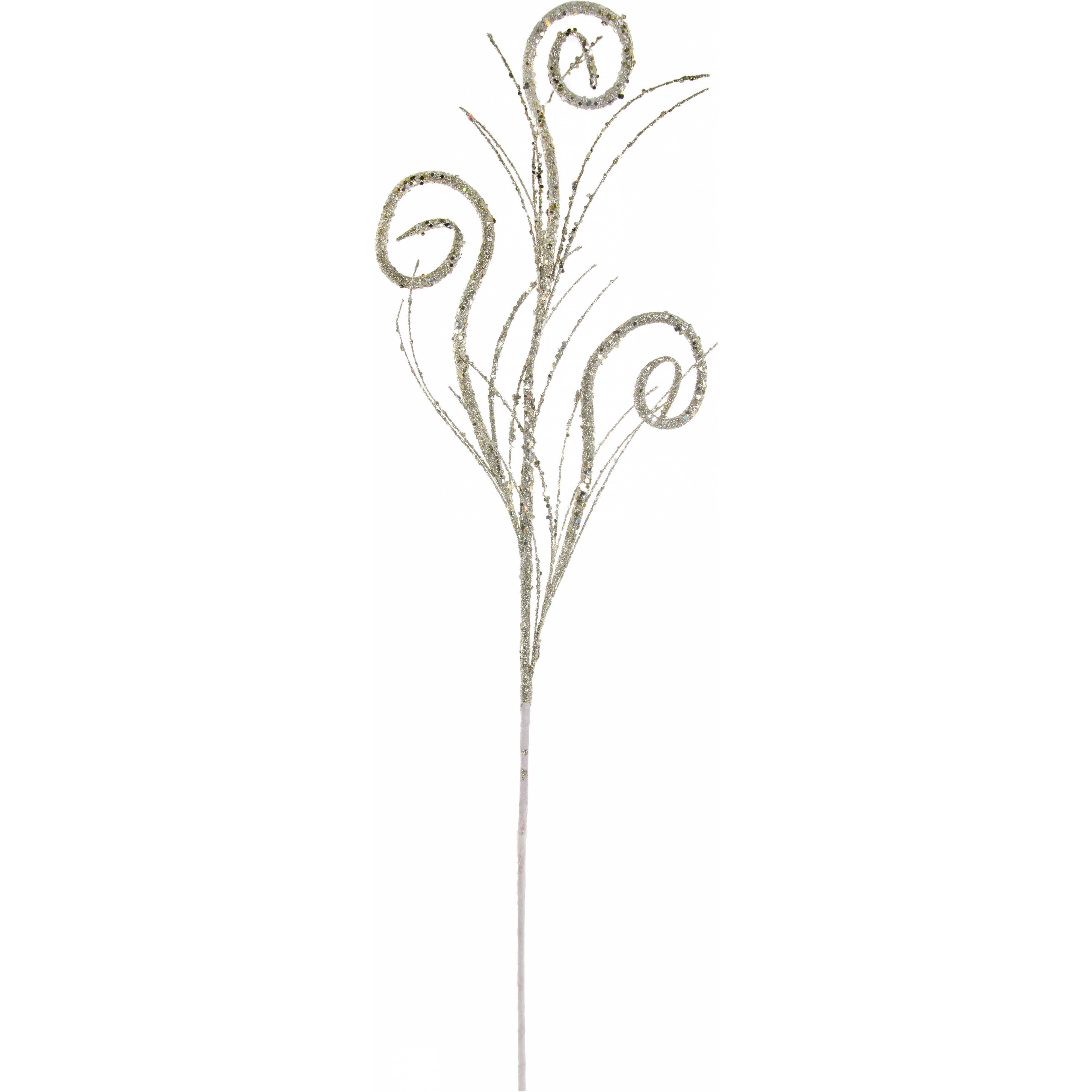 28" Glitter Whirly Spiral Spray: Metallic Platinum Silver Item Number: ISB52839