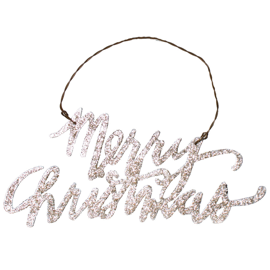 5.5" Glitter Words Ornament: Silver Merry Christmas Item Number: PK28979