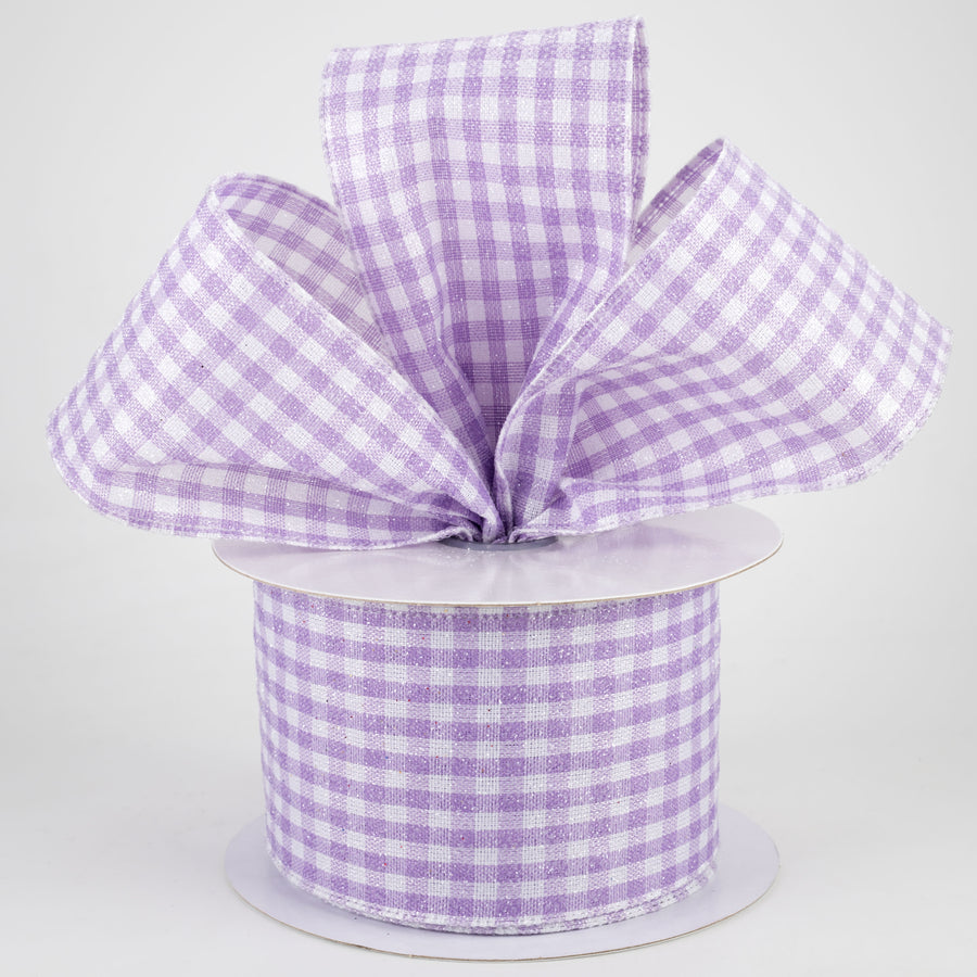 2.5" Glitter Woven Gingham Check Ribbon: Lavender (10 Yards) Lifestyle Photo