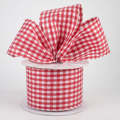 2.5" Glitter Woven Gingham Check Ribbon: Red (10 Yards) Lifestyle Photo