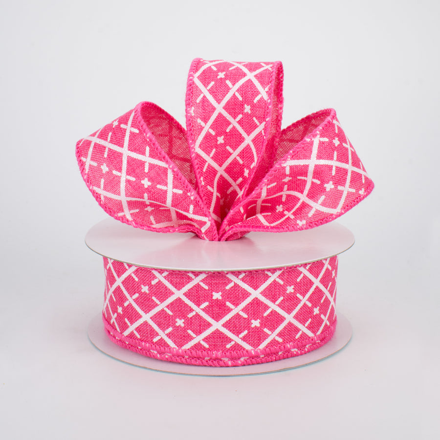 1.5" Glittered Argyle Ribbon: Hot Pink & White (10 Yards) Lifestyle Photo