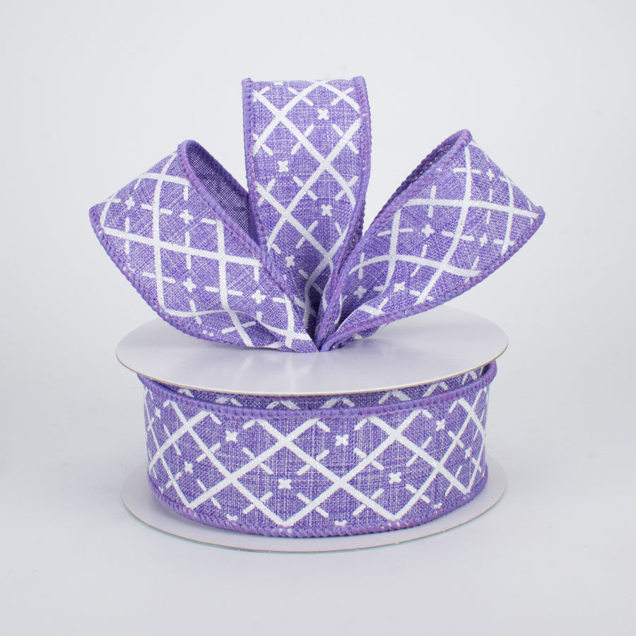 1.5" Glittered Argyle Ribbon: Lavender & White (10 Yards) Lifestyle Photo