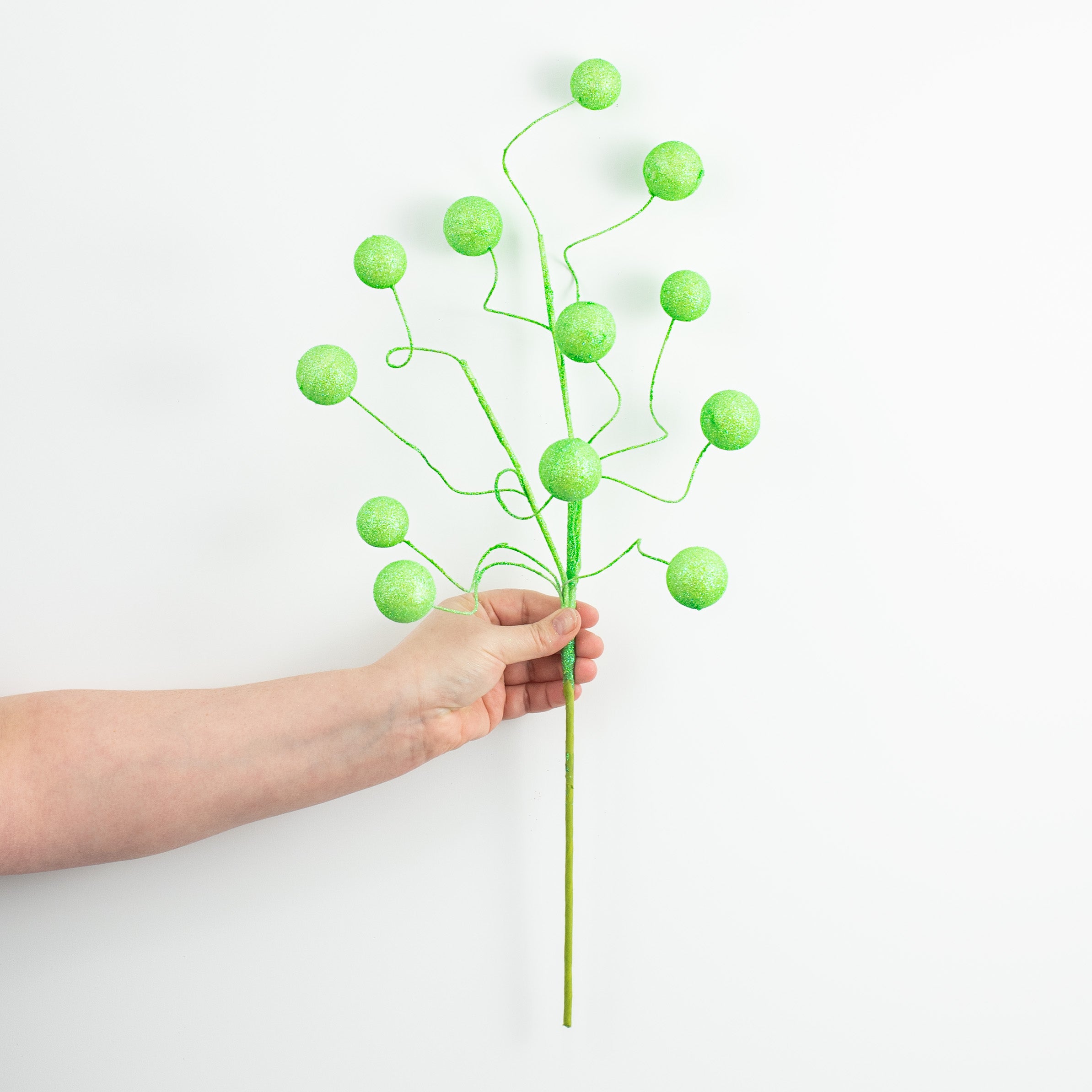 24" Glittered Ball Spray: Green detail photo 3