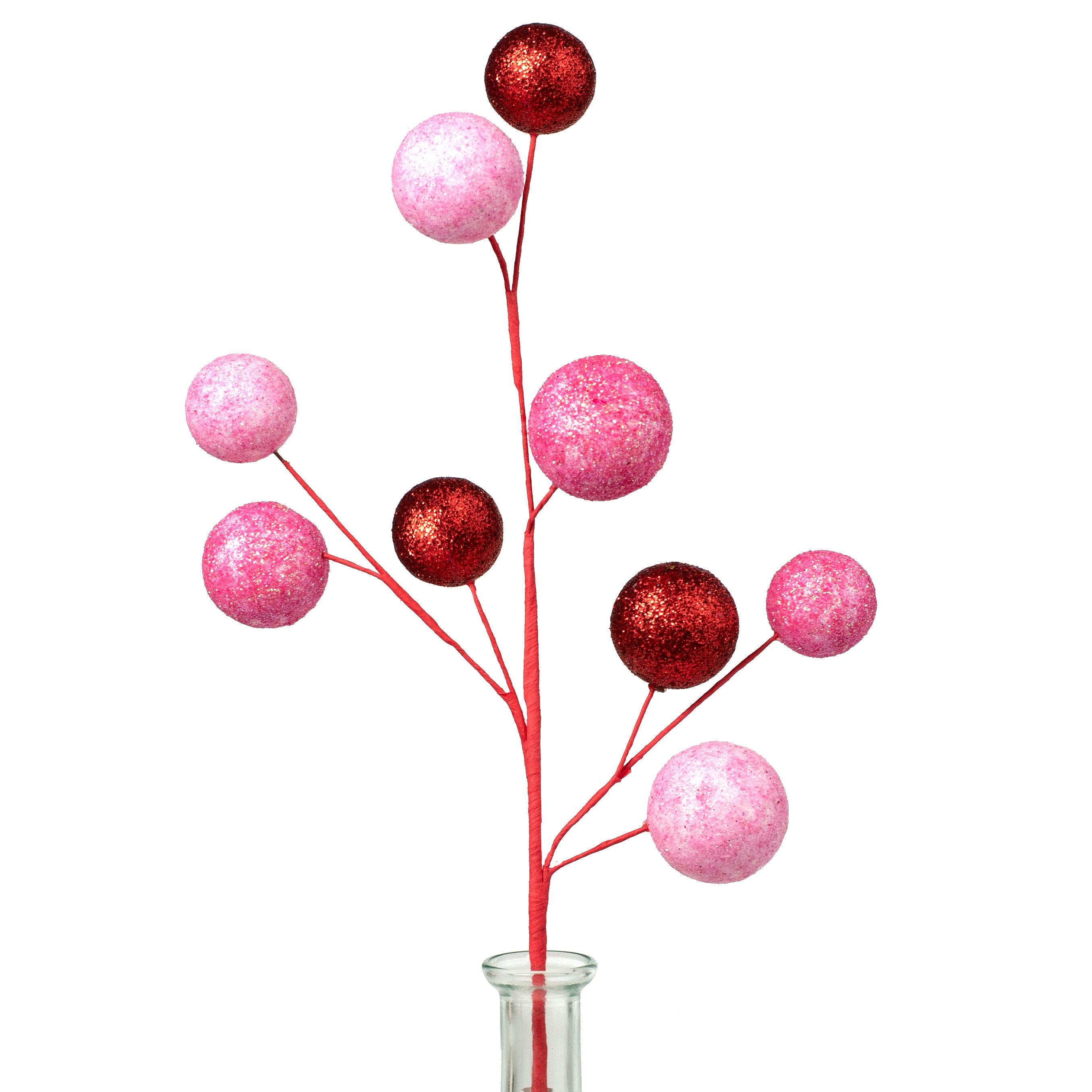 21" Glittered Ball Spray: Hot Pink, Light Pink & Red Item Number: XS5739A2