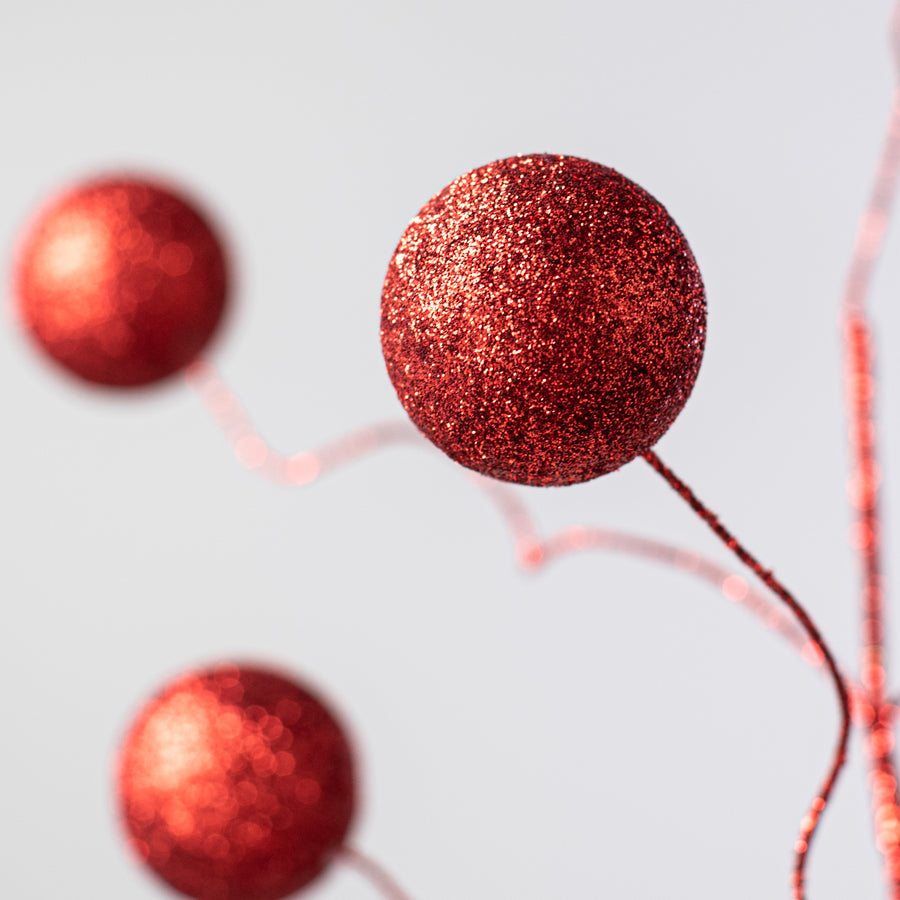 24" Glittered Ball Spray: Red Lifestyle Photo