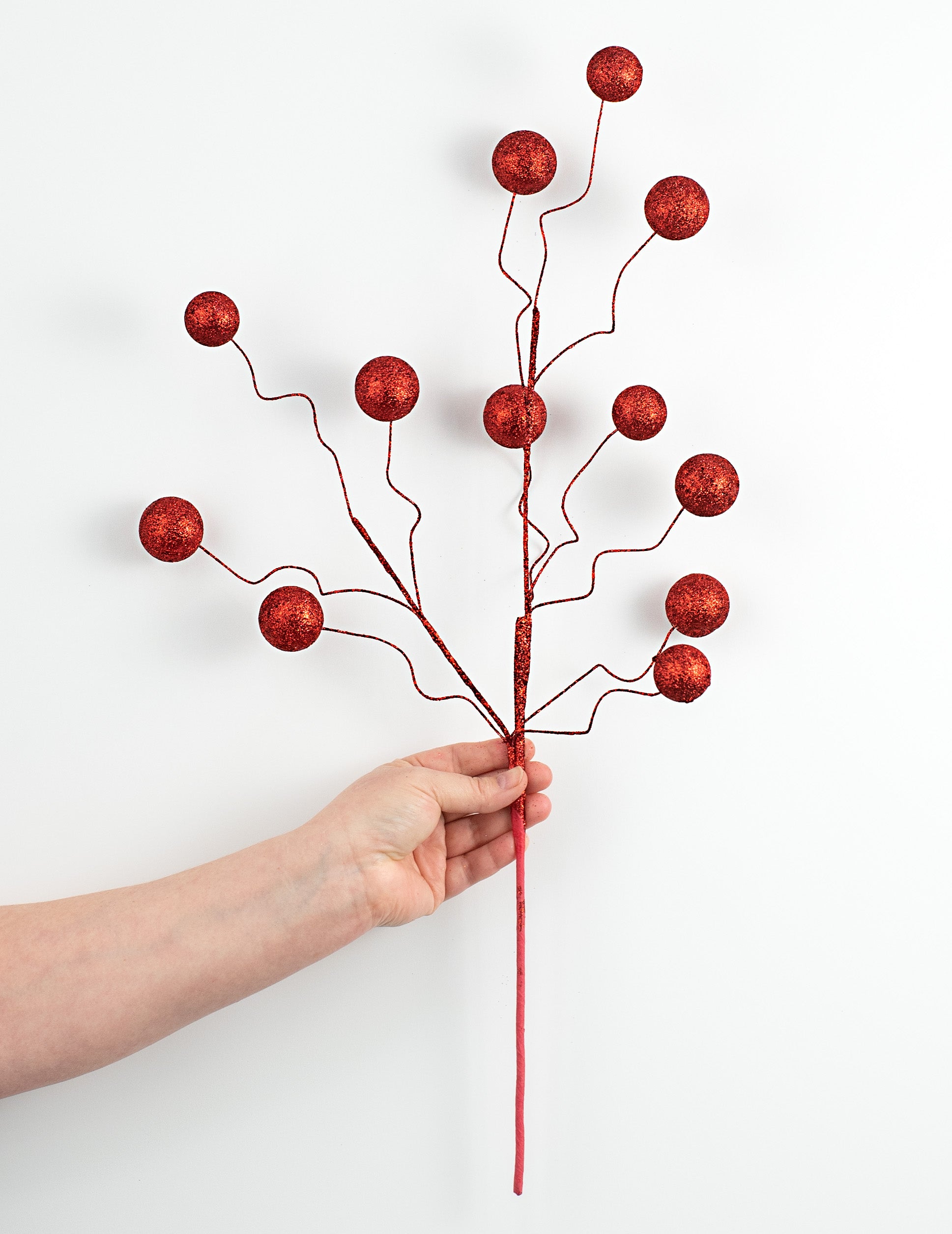 24" Glittered Ball Spray: Red detail photo 3