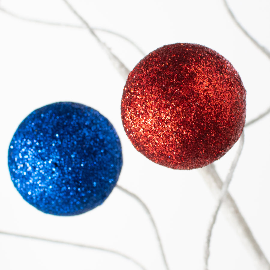 24" Glittered Ball Spray: Red, White & Blue Lifestyle Photo