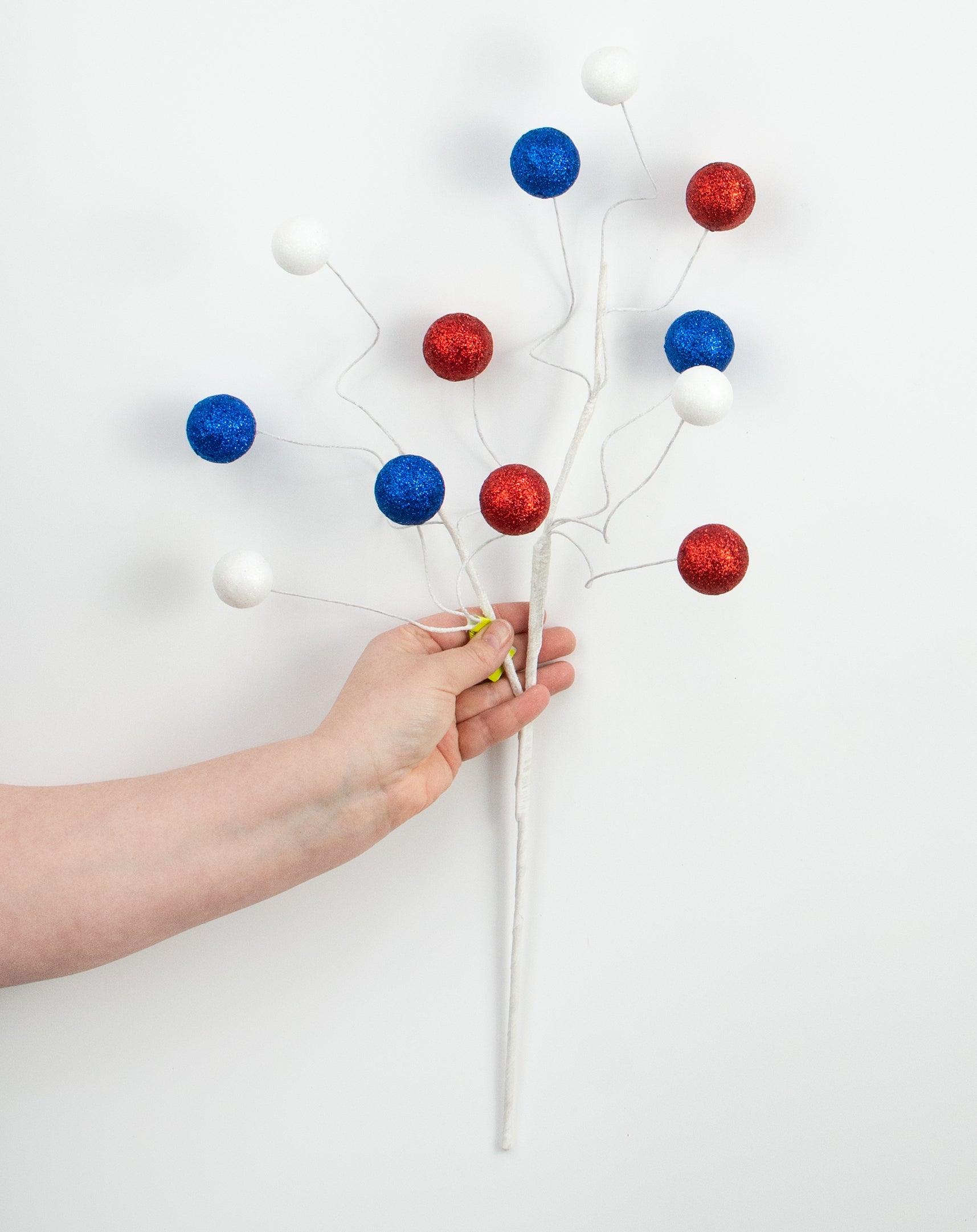 24" Glittered Ball Spray: Red, White & Blue detail photo 3