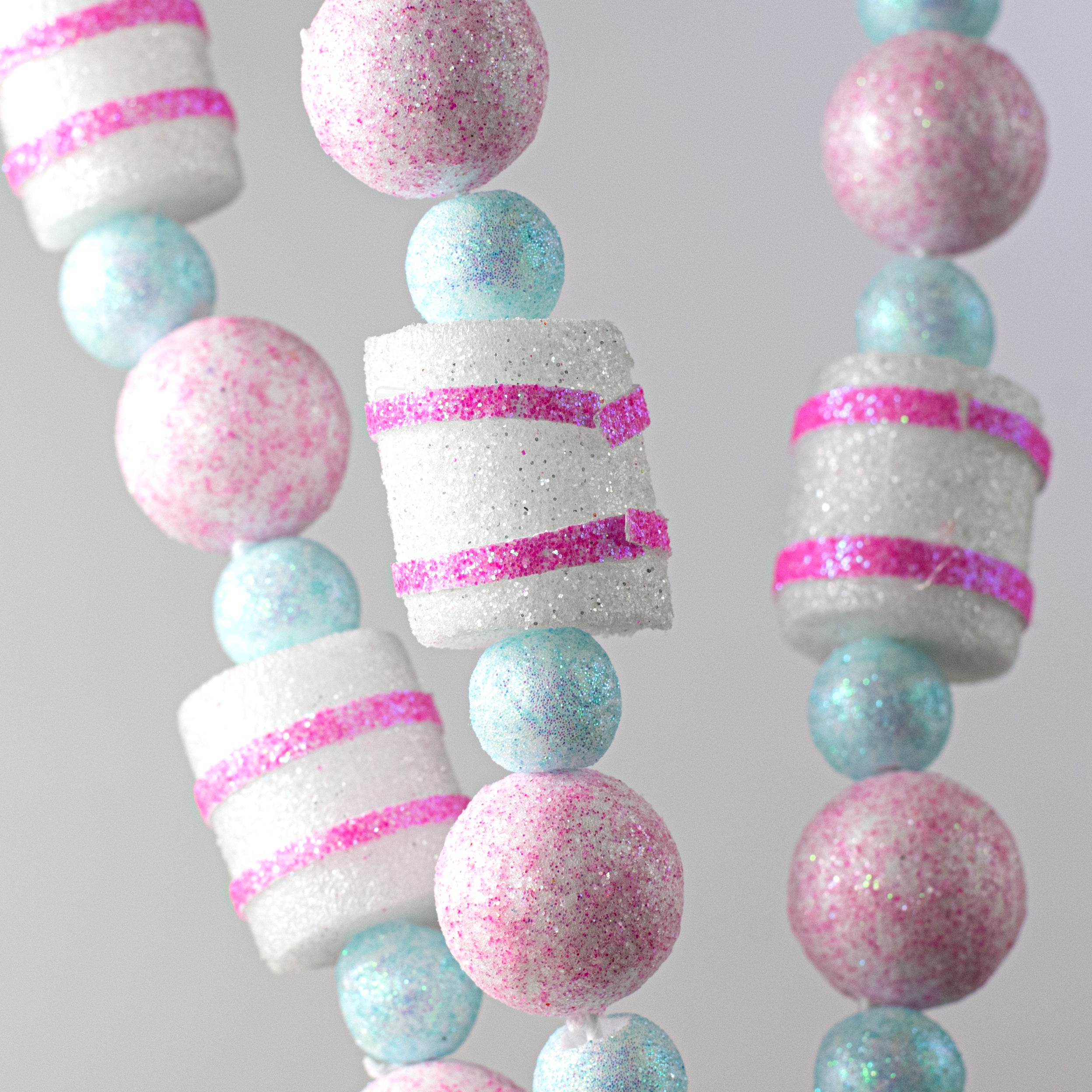 31" Glittered Balls & Striped Cylinders Spray: Blue & Pink Lifestyle Photo