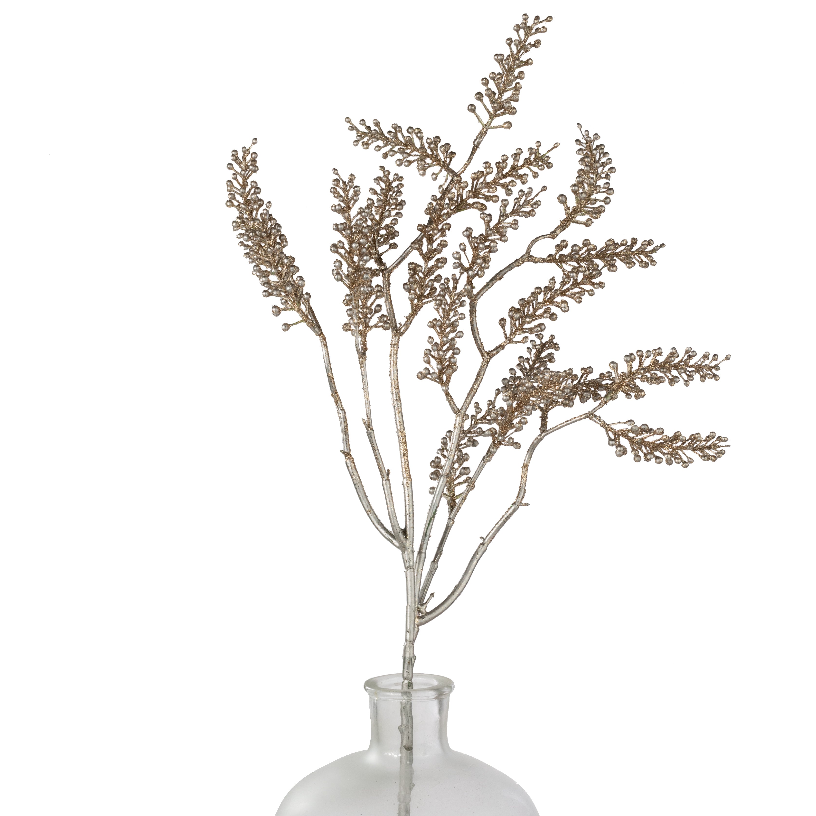 33" Glittered Berry Cluster Spray: Champagne Gold Item Number: 84780-CHAMP
