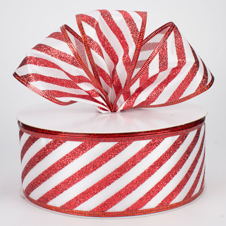 2.5" Glittered Candy Cane Stripes Ribbon (50 Yards) Lifestyle Photo