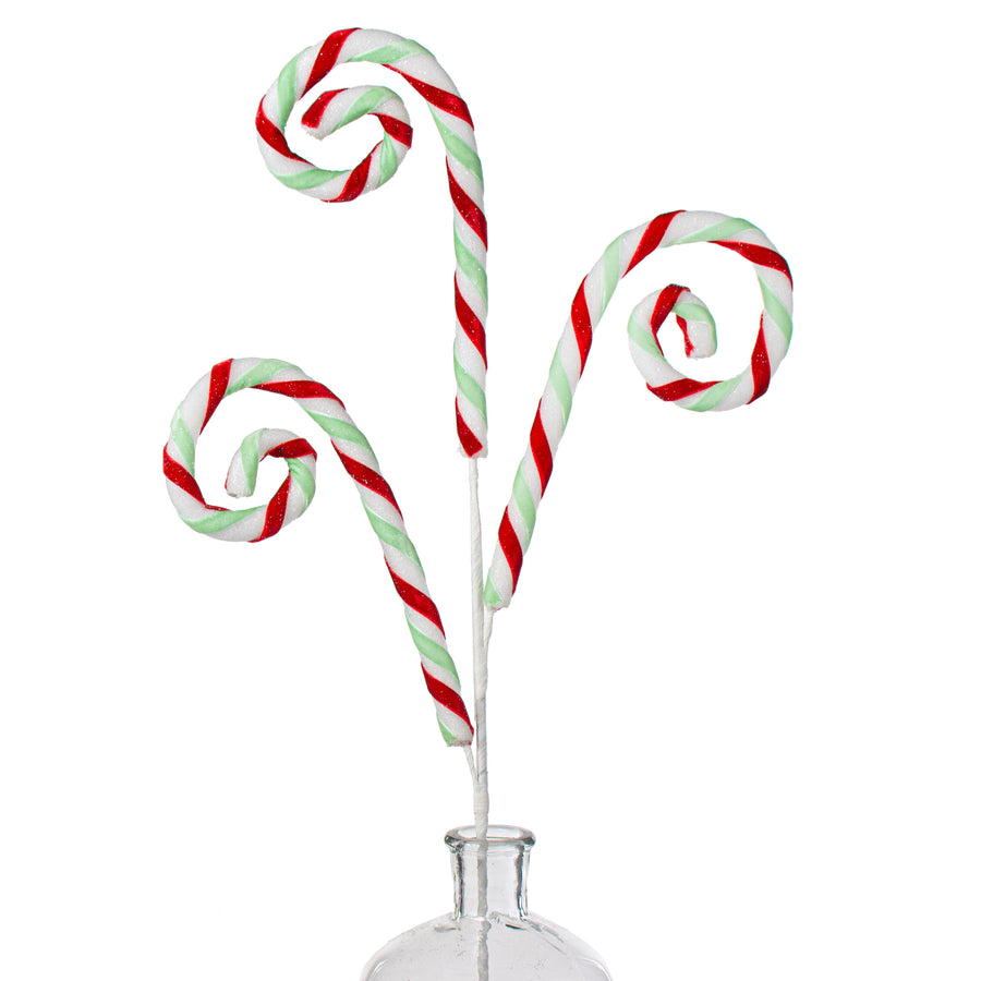 29" Glittered Candy Cane Swirl Spray: Red, Mint & White Item Number: XP3690K2