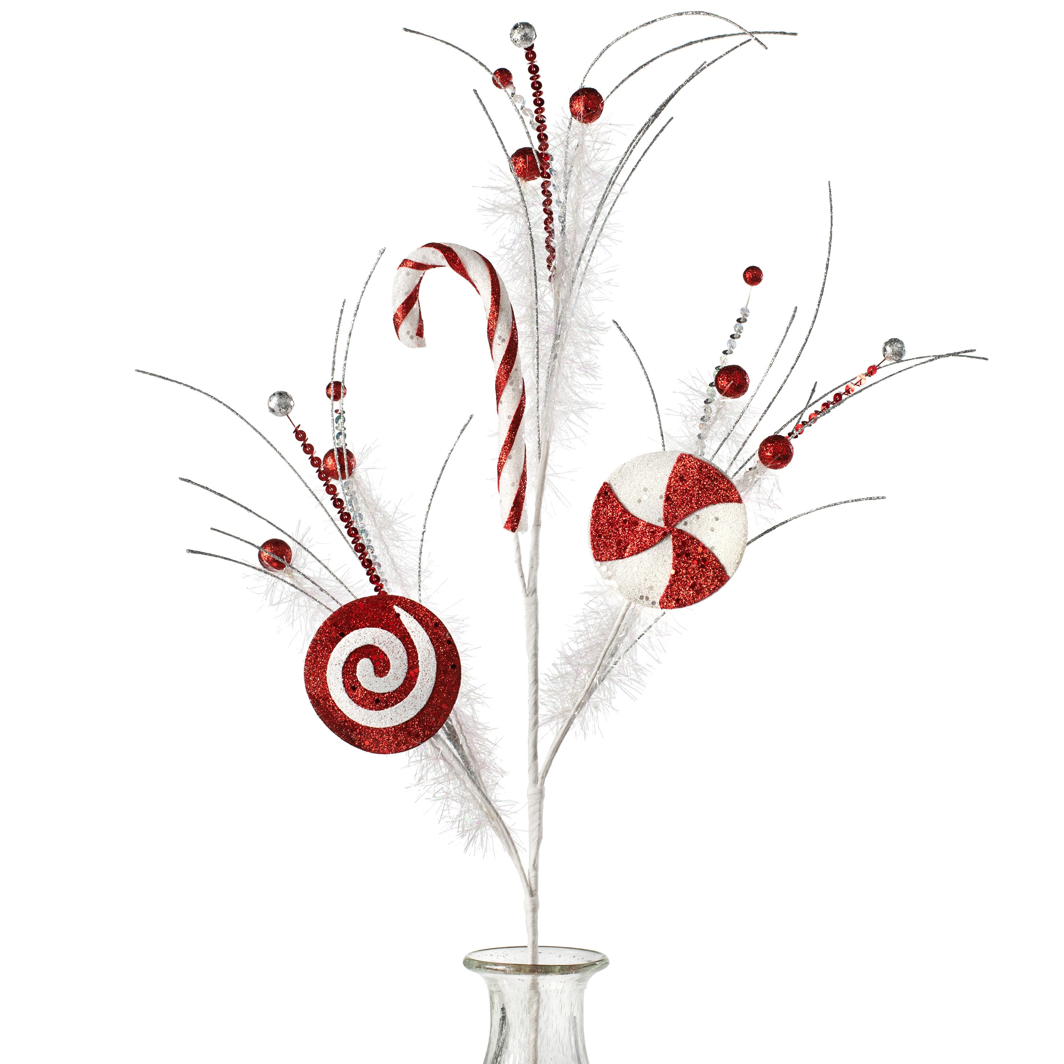 32" Glittered Christmas Swirl Candy Spray Item Number: XP3718