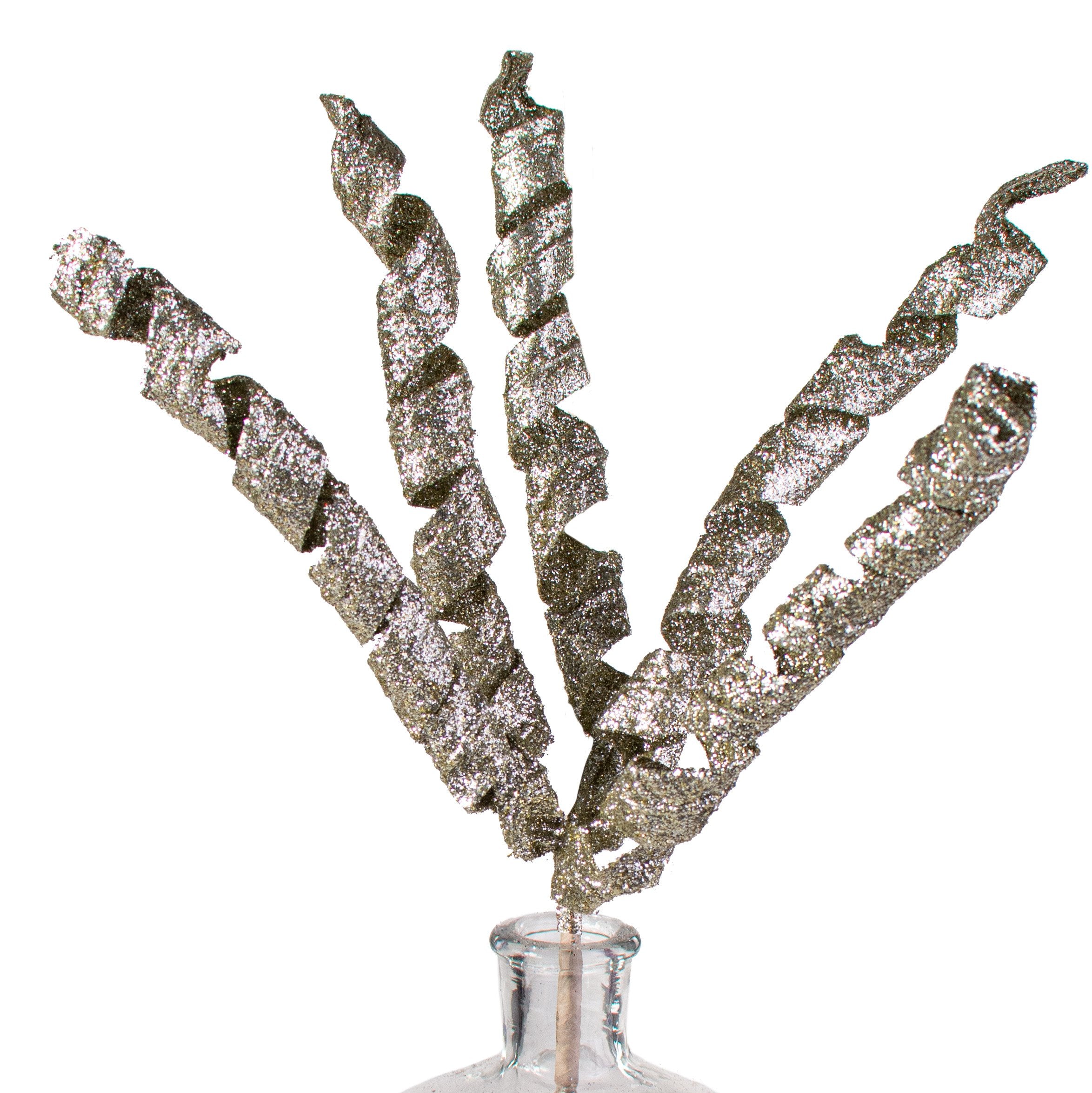 27" Glittered Curly Spray: Champagne Item Number: 72284-CH