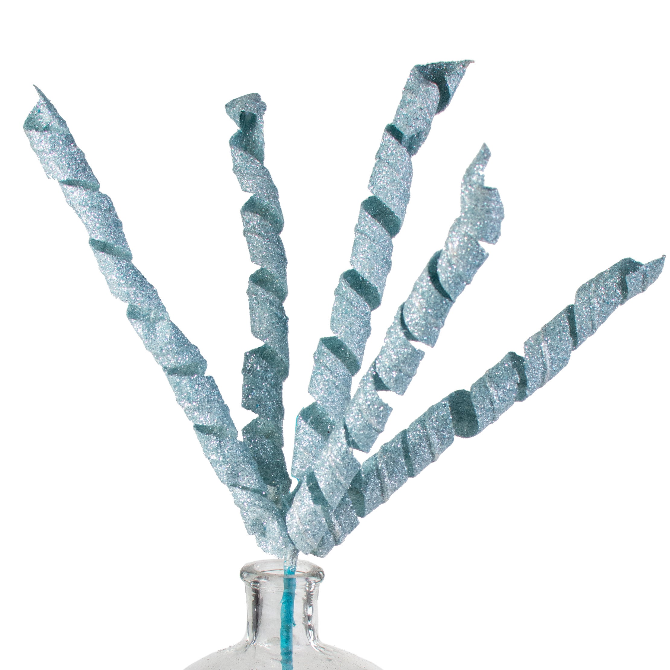 27" Glittered Curly Spray: Ice Blue Item Number: 72284-AW