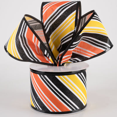 2.5" Glittered Diagonal Stripes Ribbon: Yellow, Orange & Black (10 Yards) Lifestyle Photo