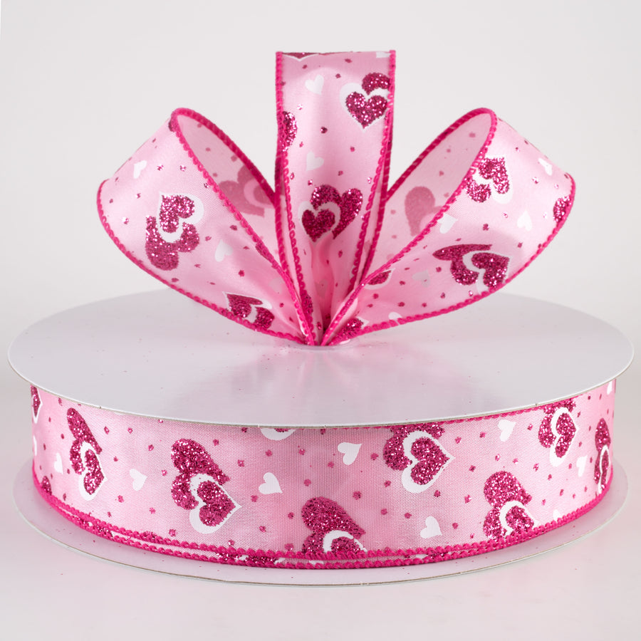 1.5" Glittered Dots & Hearts Ribbon: Pink (50 Yards) Lifestyle Photo