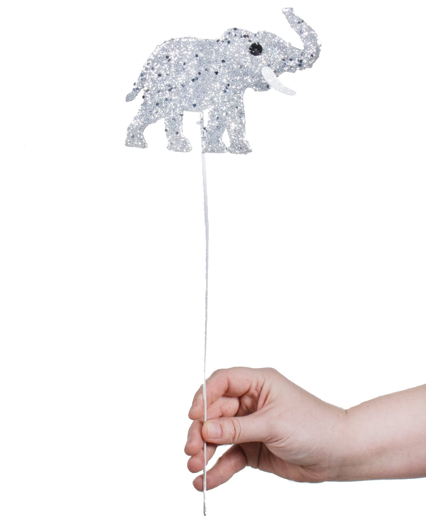 15" Glittered Elephant Pick: Silver Lifestyle Photo