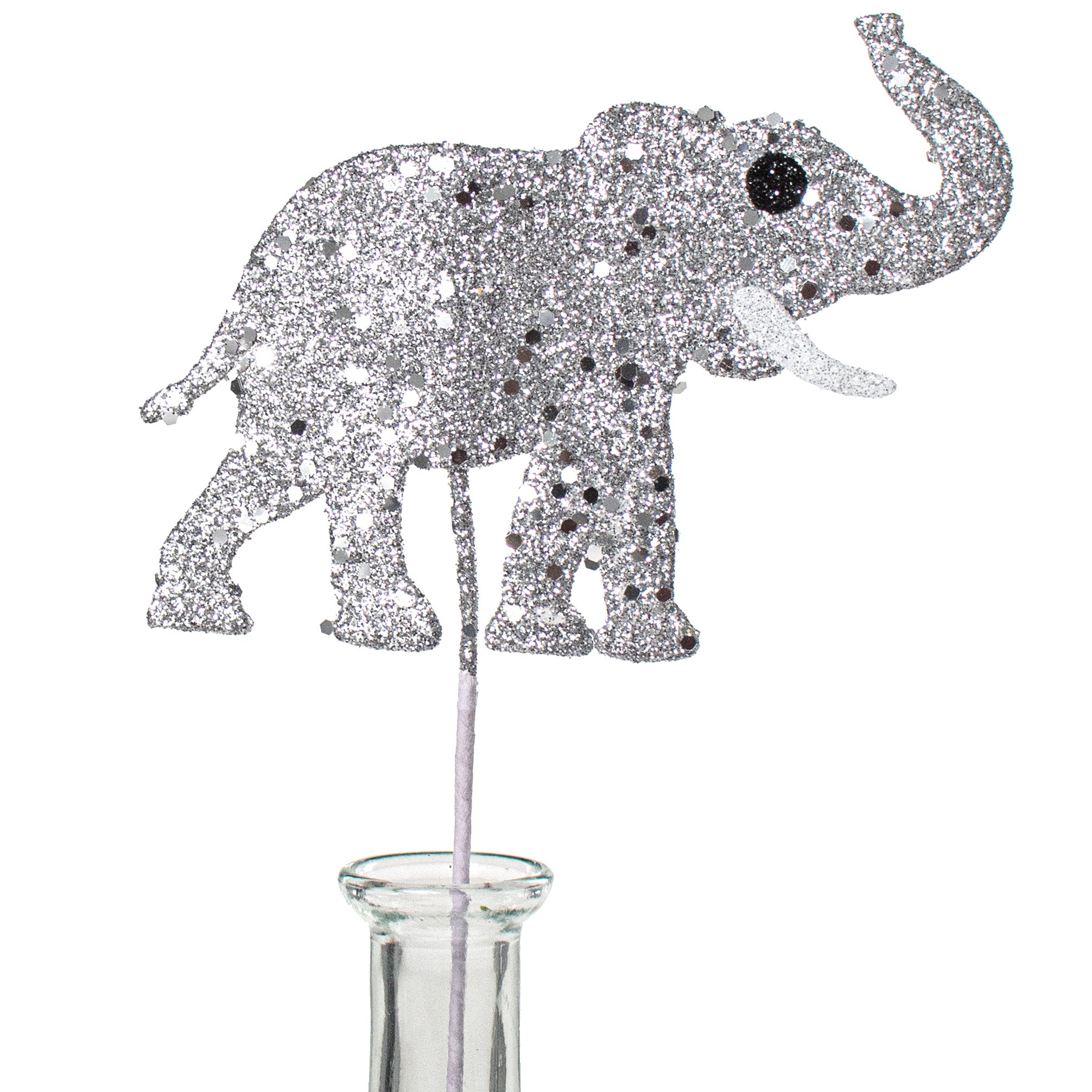15" Glittered Elephant Pick: Silver Item Number: MZ1881