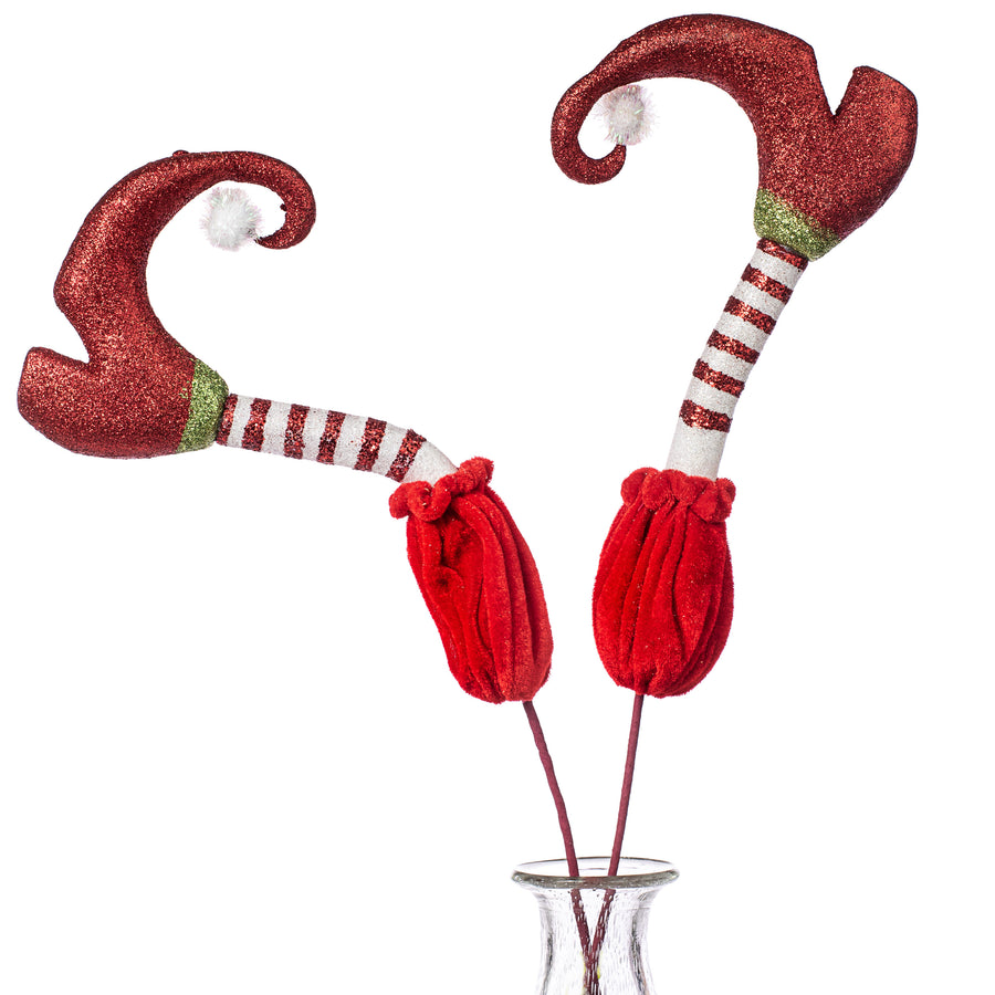 29" Glittered Elf Leg Picks (Set of 2) Item Number: 83629RDGN