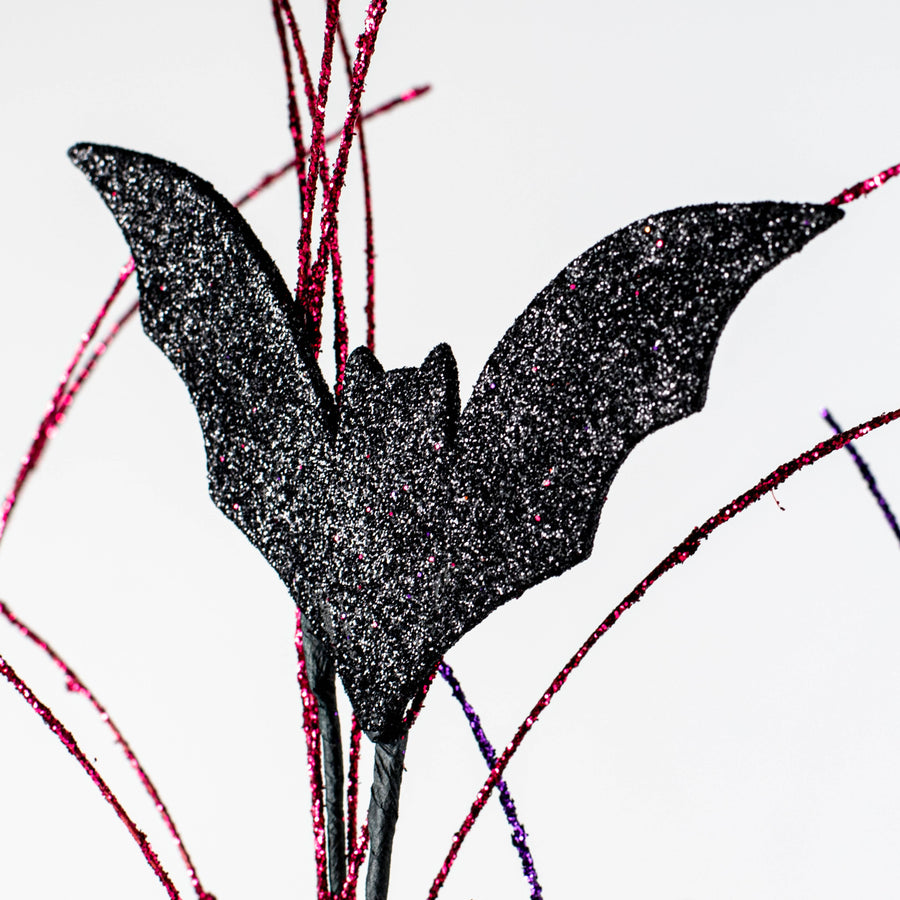 26" Glittered EVA Bat & Balls Spray: Black, Hot Pink & Purple Lifestyle Photo