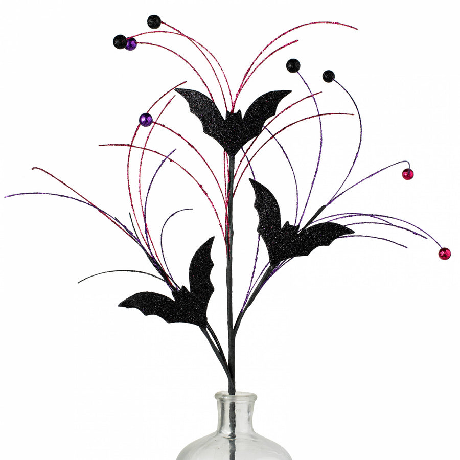 26" Glittered EVA Bat & Balls Spray: Black, Hot Pink & Purple Item Number: HH1336