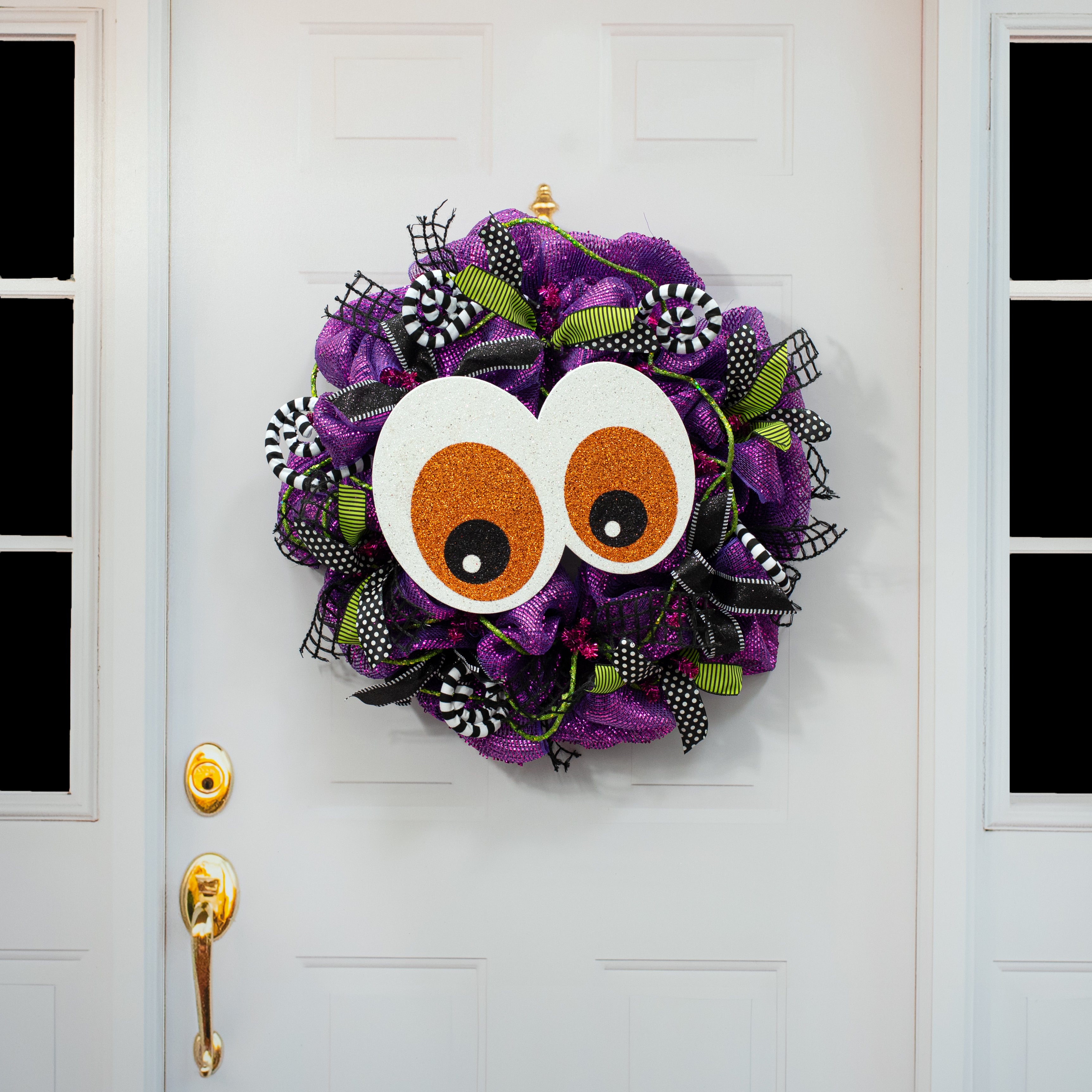 14" Glittered EVA Foam Eyeballs Hanger: Orange detail photo 4