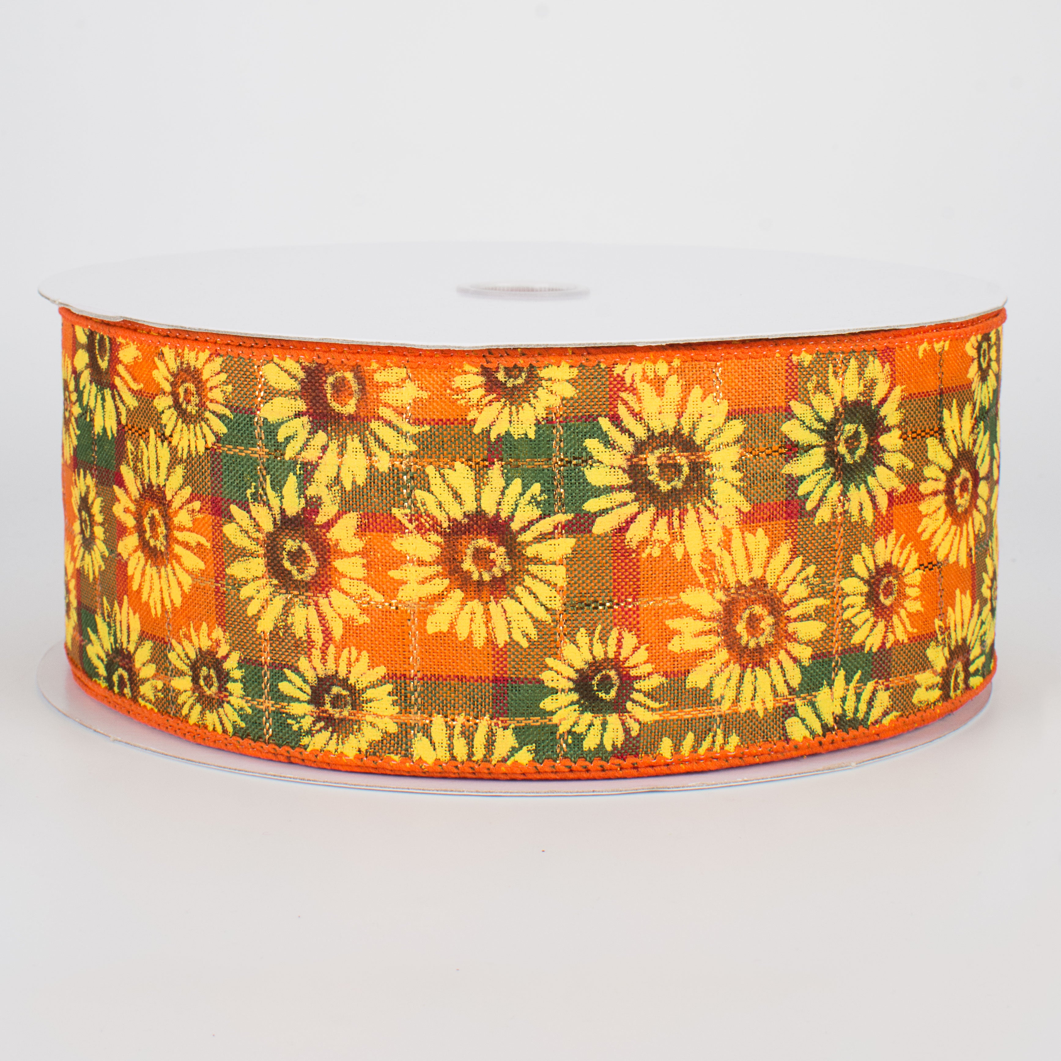 2.5" Glittered Fall Sunflower Ribbon (50 Yards)