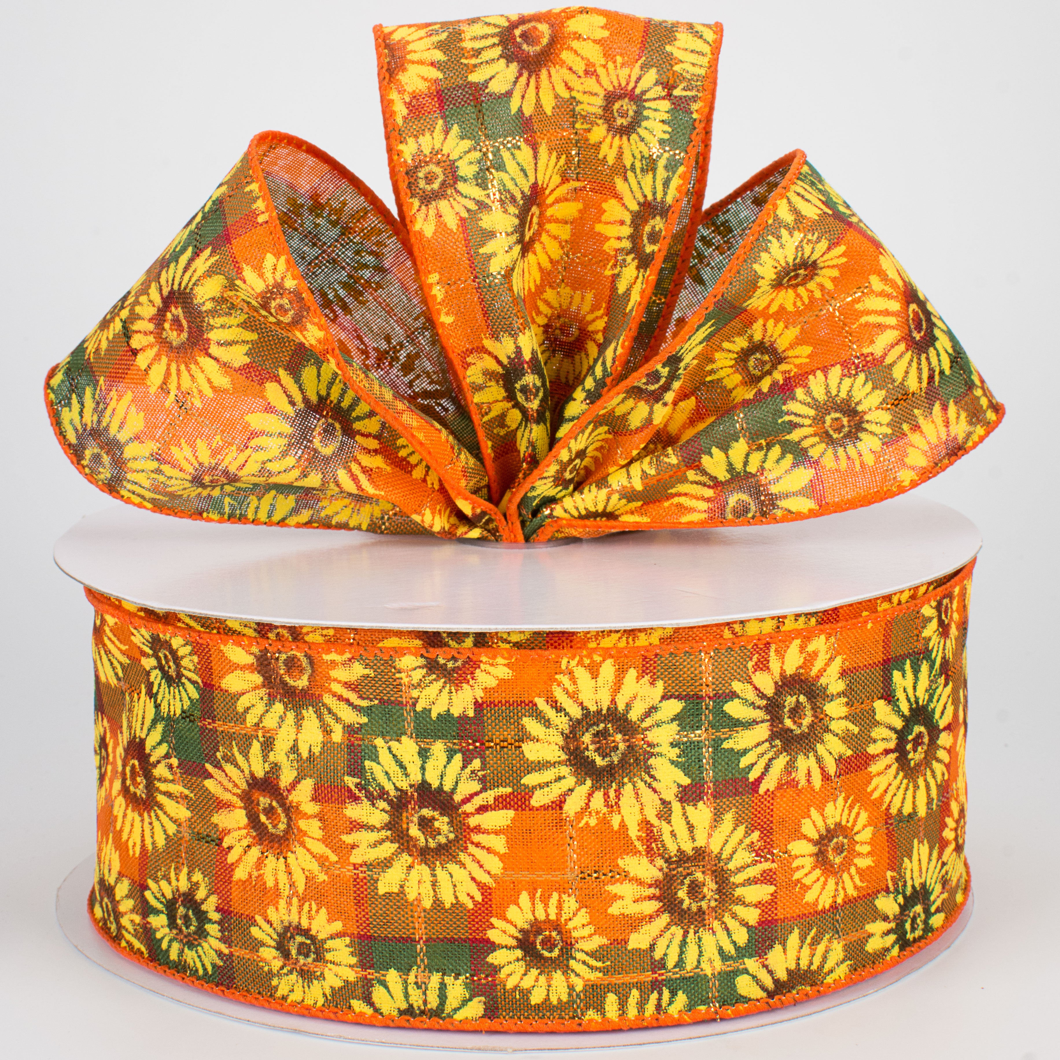 2.5" Glittered Fall Sunflower Ribbon (50 Yards) Lifestyle Photo