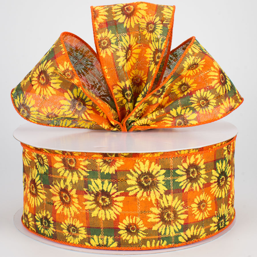 2.5" Glittered Fall Sunflower Ribbon (50 Yards) Lifestyle Photo