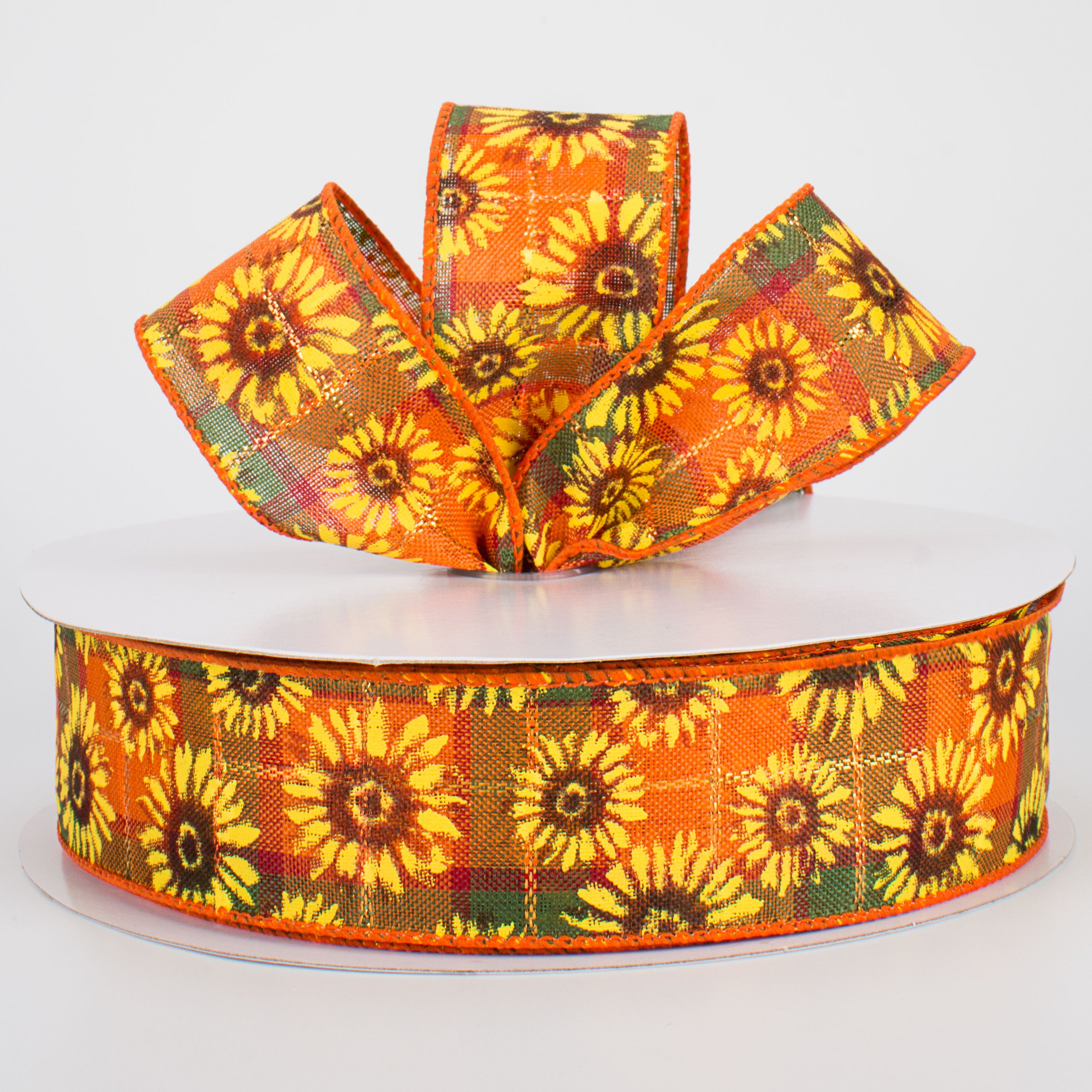 1.5" Glittered Fall Sunflower Ribbon (50 Yards) Lifestyle Photo