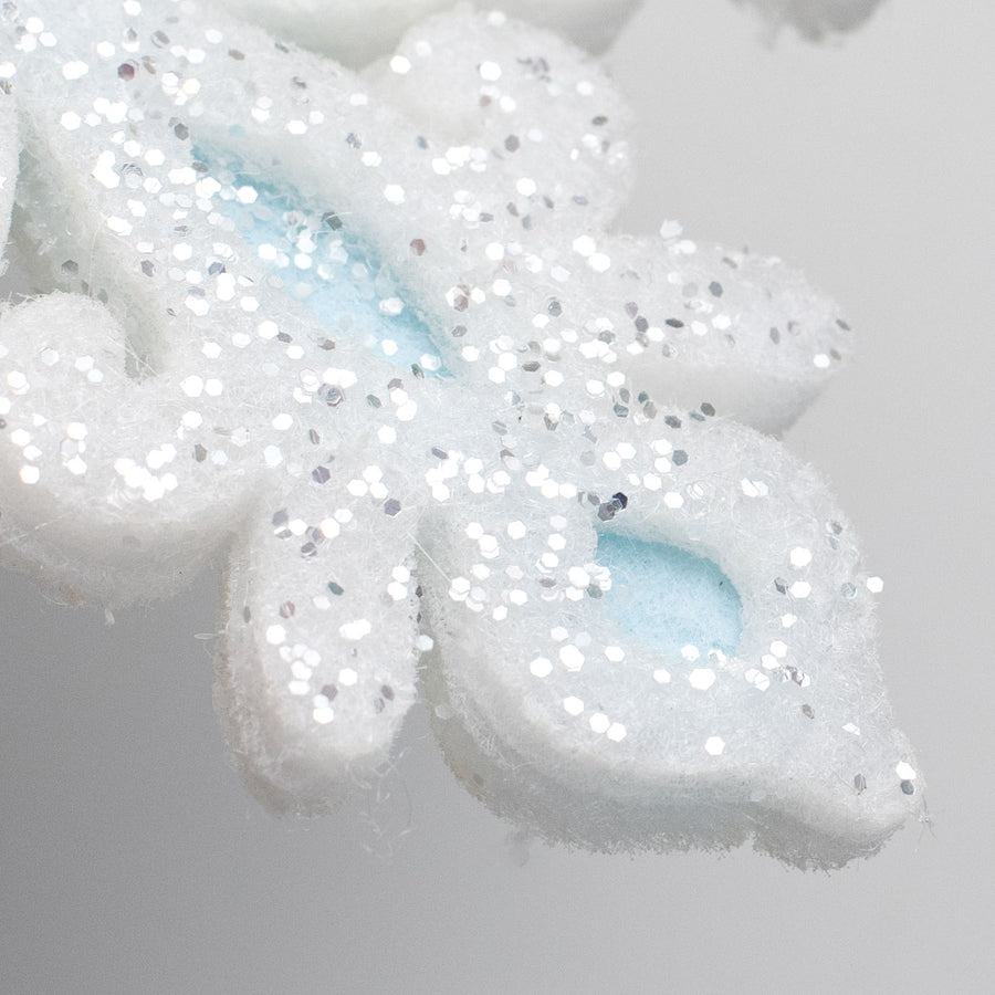 8" Glittered Felt & Foam Snowflake Ornament: Light Blue detail photo 3