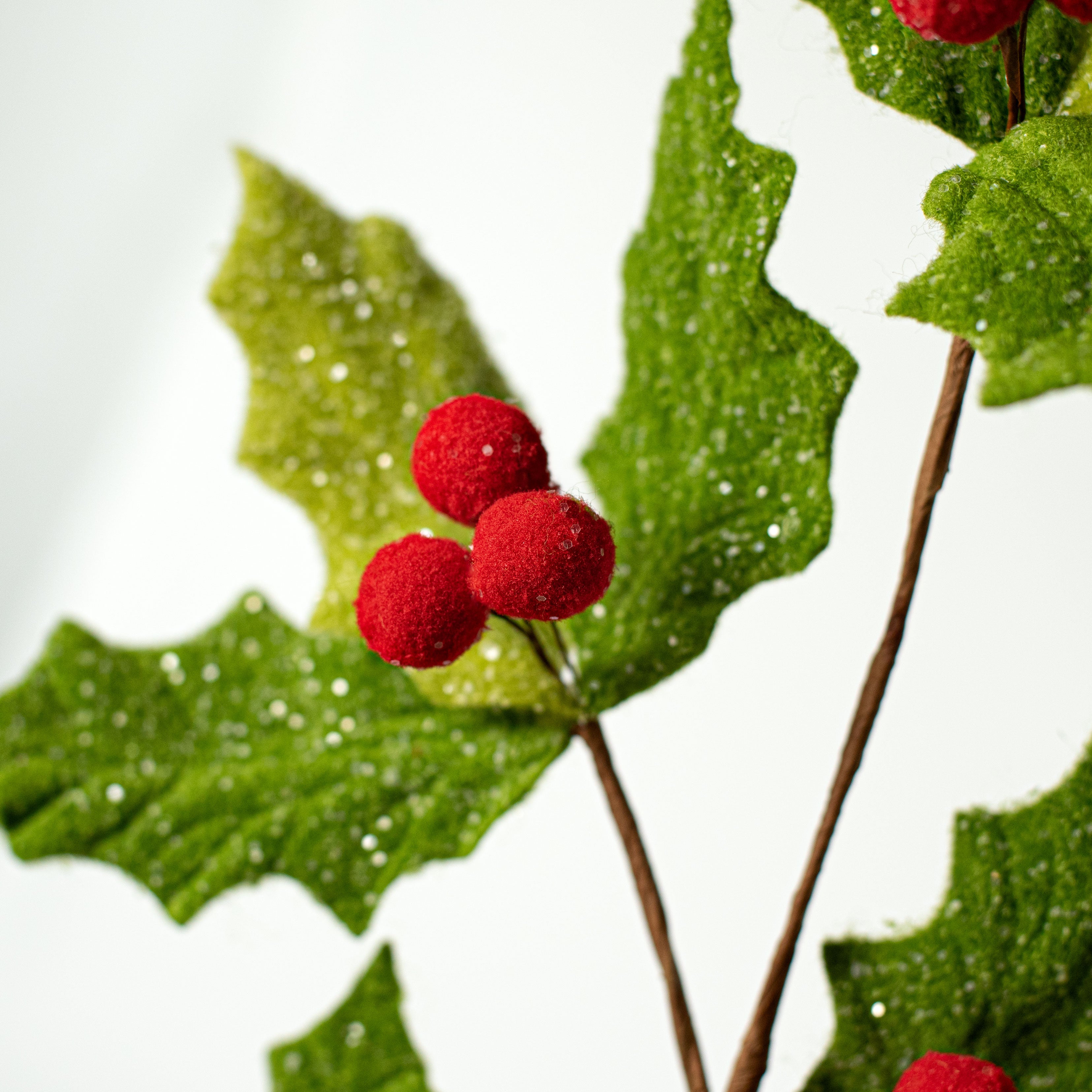 29" Glittered Felt Holly Leaf Spray Lifestyle Photo
