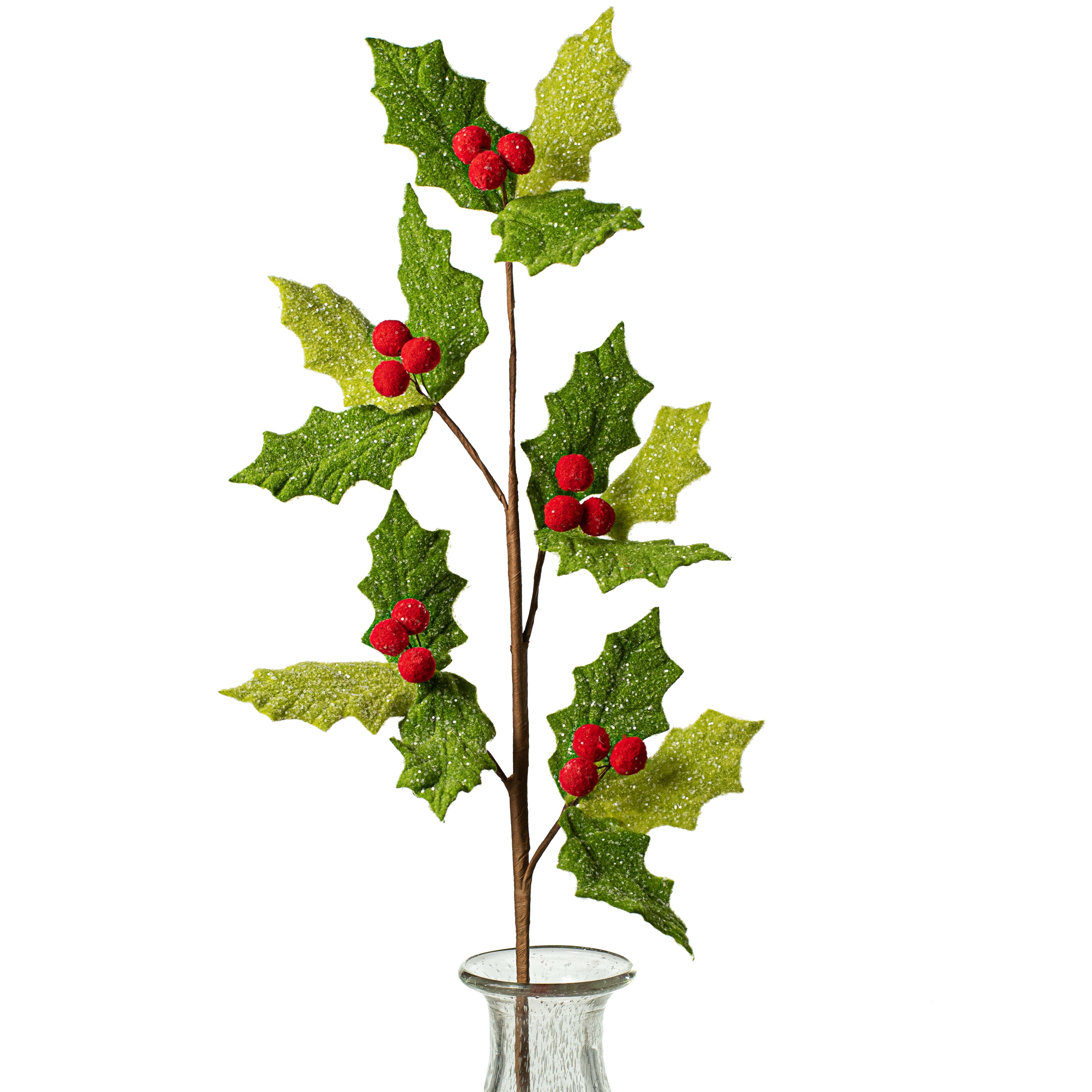 29" Glittered Felt Holly Leaf Spray Item Number: XS0881