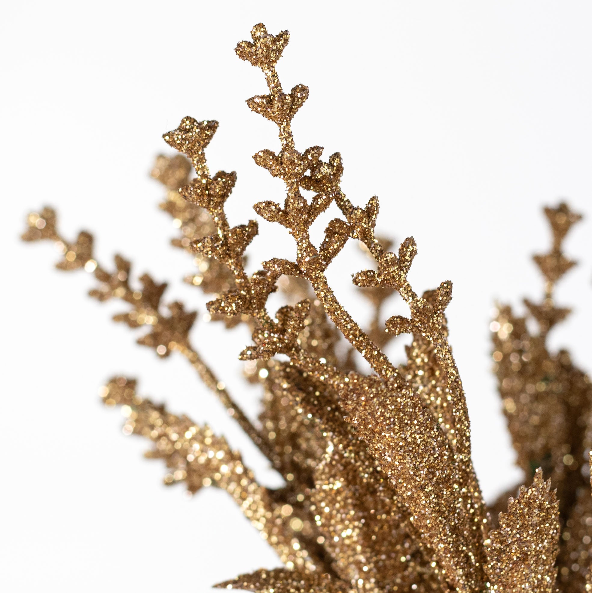 11" Glittered Flowering Leaf Pick: Gold Lifestyle Photo